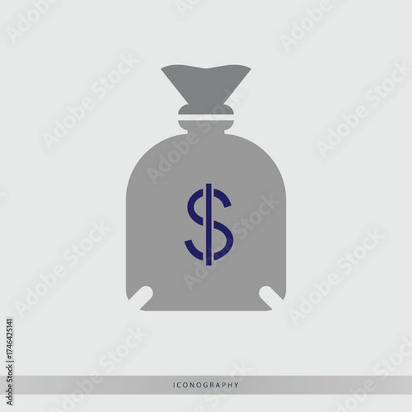 Fototapeta Secure your financial future with this bold moneybag icon, symbolizing wealth accumulation and investment success for your modern business materials