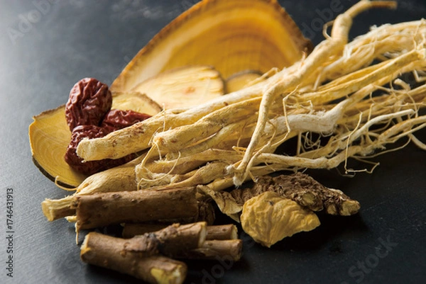 Fototapeta 薬膳イメージ・サムゲタンの材料