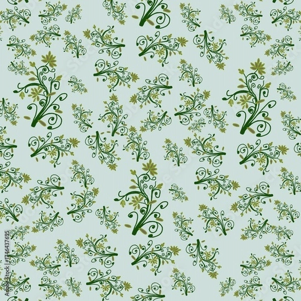 Fototapeta seamless floral pattern blue background