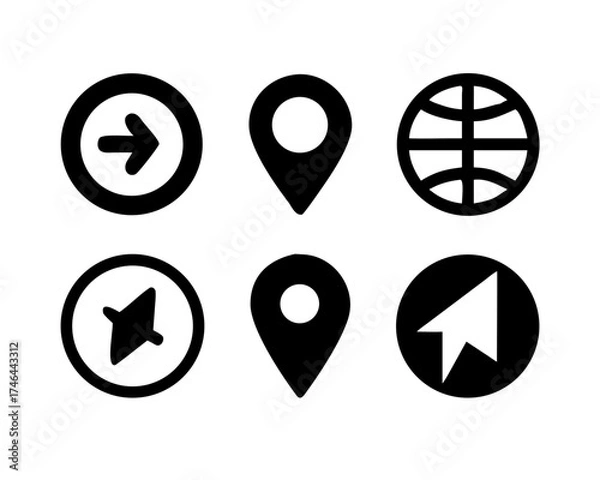 Fototapeta Black navigation icons for user interface design