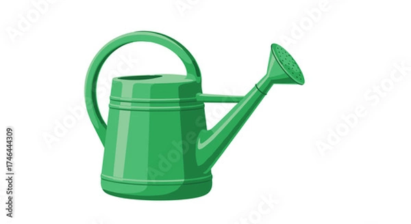 Fototapeta A simple green plastic watering can for garden use.