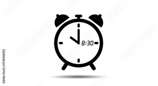 Obraz Alarm clock icon depicting time of eight thirty on white background