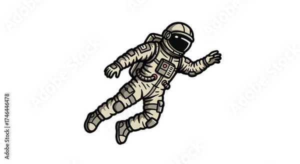 Obraz Astronaut in space suit vector illustration isolated on white background