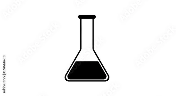 Obraz Black and white laboratory flask icon isolated on white background