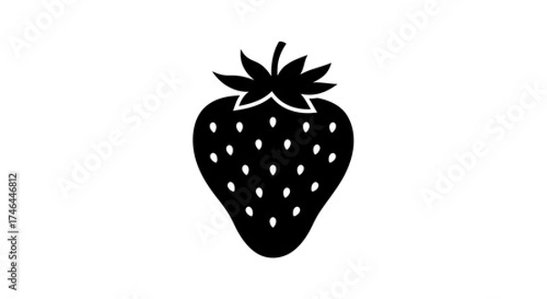 Obraz Black and white strawberry silhouette isolated on white background