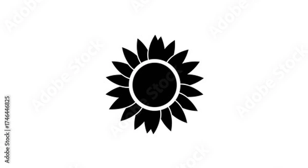 Obraz Black and white sunflower icon on white background for various applications
