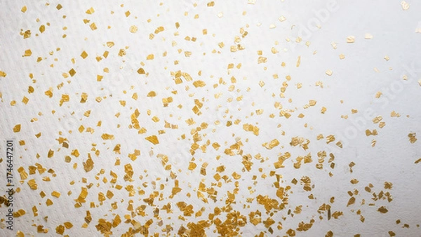 Fototapeta 舞い散る金箔と白の和紙をイメージしたテクスチャ背景素材