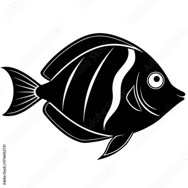 Fototapeta Surgeonfish Vector Art | Generative AI Linocut Silhouette Illustration