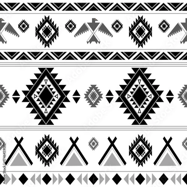 Obraz Tribal Geometric Pattern – Modern Boho Aztec Design
