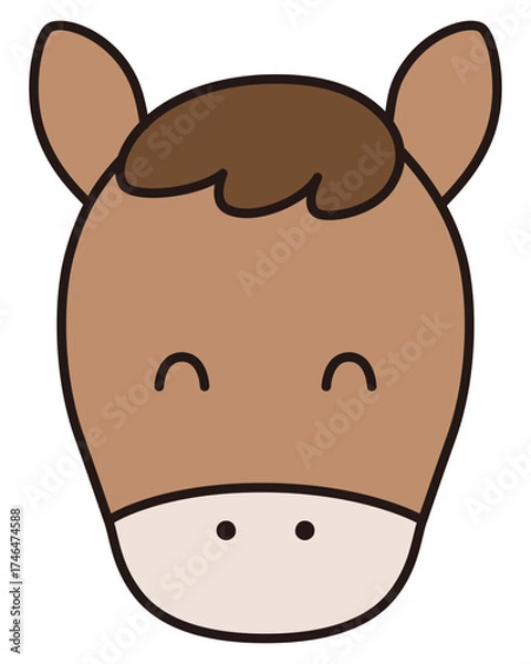 Fototapeta 馬の顔のイラスト。かわいい、ベクター、午年、干支、十二支	