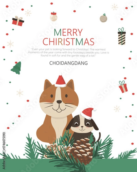 Obraz 귀여운 강아지와 행복한 크리스마스