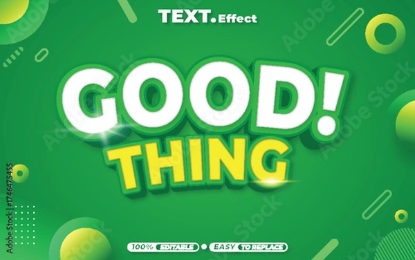 Obraz Stylish vector 3d text effect design with green background