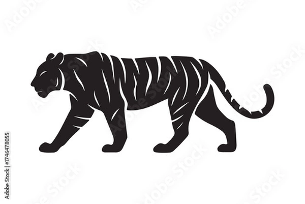 Fototapeta tiger silhouette vector icon on white background 