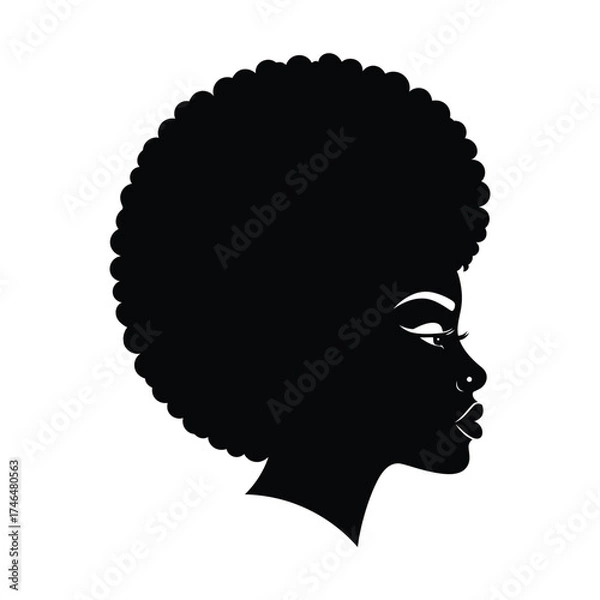 Obraz Silhouette of a woman with afro hairstyle