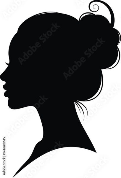 Obraz Silhouette of a woman with a bun hairstyle