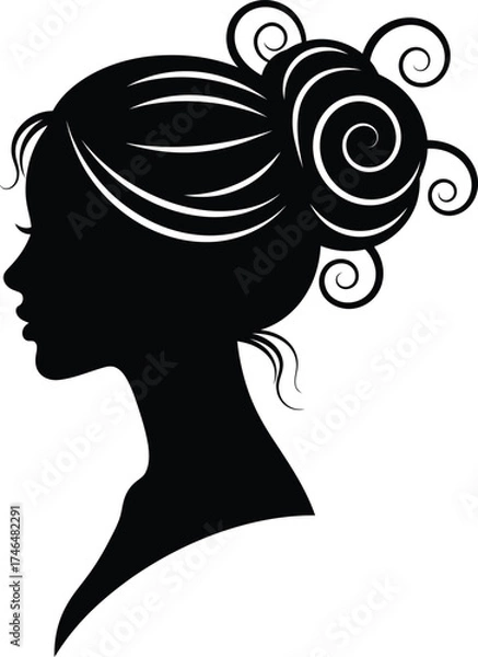 Obraz Silhouette of a woman with an elegant updo
