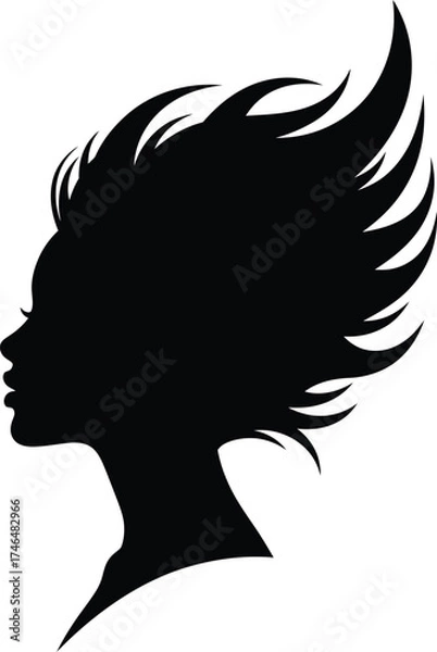 Obraz Silhouette of a womans head with spiky hair
