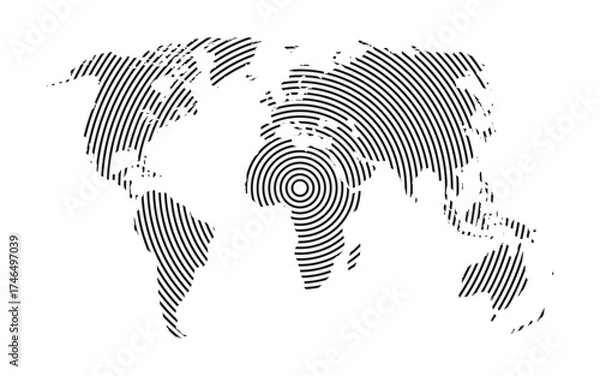 Fototapeta World map with line design isolated on white background. Vector