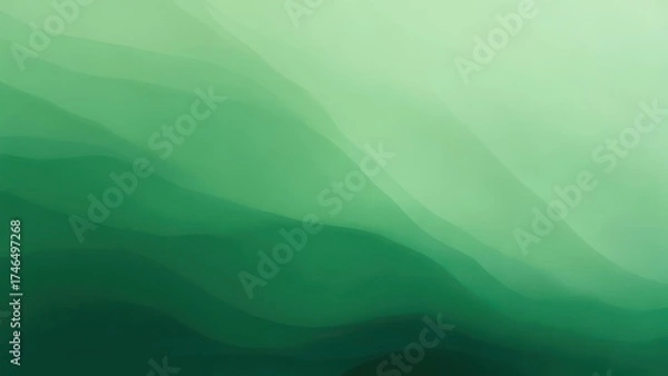 Obraz Abstract green gradient background with soft flowing waves.