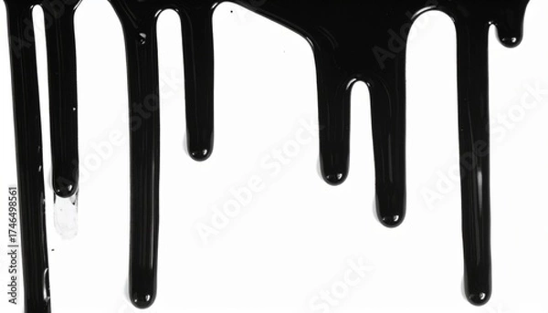 Obraz black liquid ink drip texture on white background