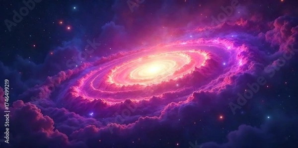 Fototapeta Celestial Nebula Swirls Across Deep Purple Night Sky Awe-Inspiring Cosmic Creation, Perfect for Fantasy, Religious, and Spiritual Projects.