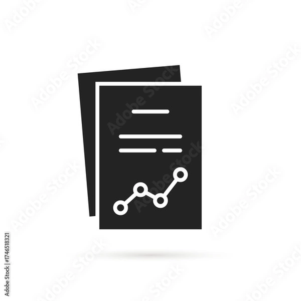 Obraz graph with increase trend on black document icon