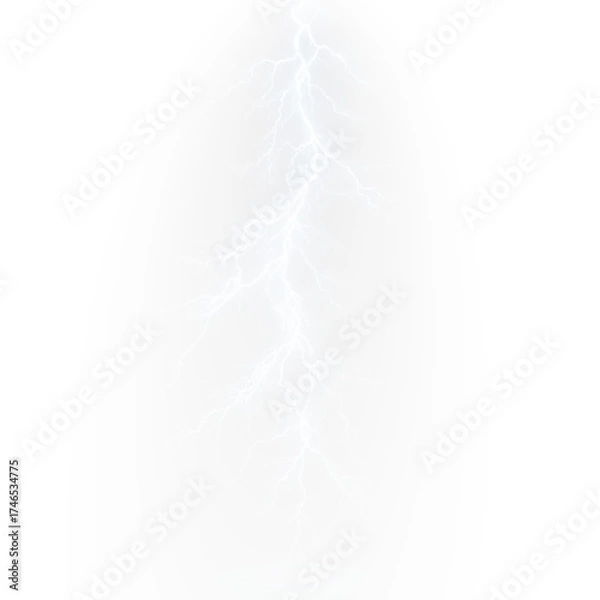 Fototapeta Dark storm illustration with minimal lightning, glowing thunderbolt, textured vector elements, night sky with moon, rain effects, transparent background, and atmospheric electricity motion.