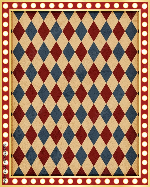 Fototapeta Vintage Circus  Pattern Background, Light Frame Border, Old Festive Template, Poster Design, Circus Flyer, Card, Festival, Carnaval, Lightbox