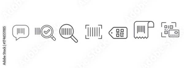 Obraz Barcode and QR Code vector line icon
