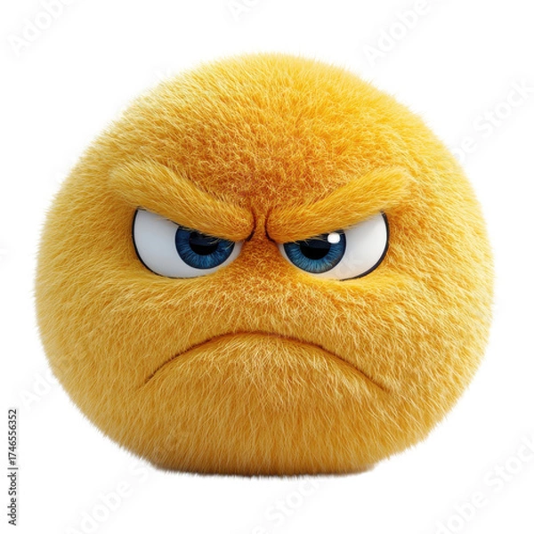 Obraz A furry yellow angry on transparent background