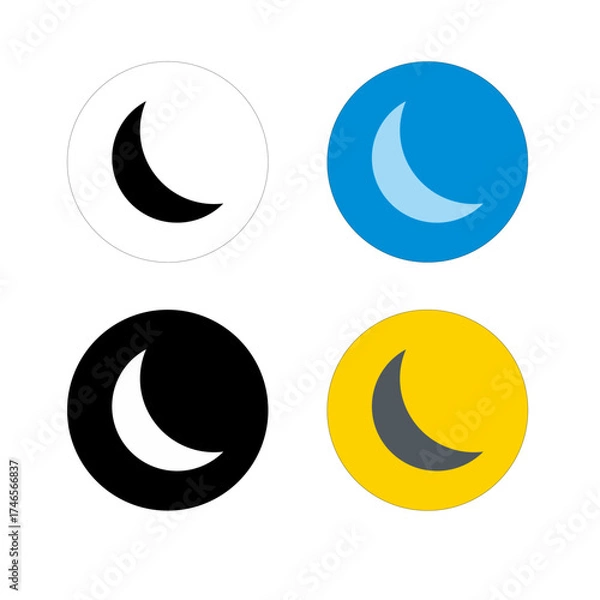 Fototapeta crescent moon vector icon, colored using round buttons 