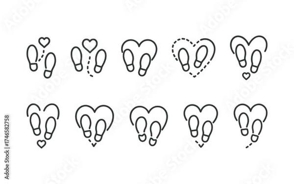 Fototapeta Step footprints paths. footstep prints and shoe steps . shoe tread footprints vector illustration isolated on white background.	