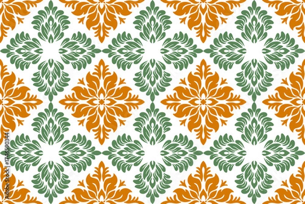 Fototapeta Damask seamless pattern wallpaper seamless texture vector decoration design ornament illustration floral art paper fabric ornament retro style backdrop textile
