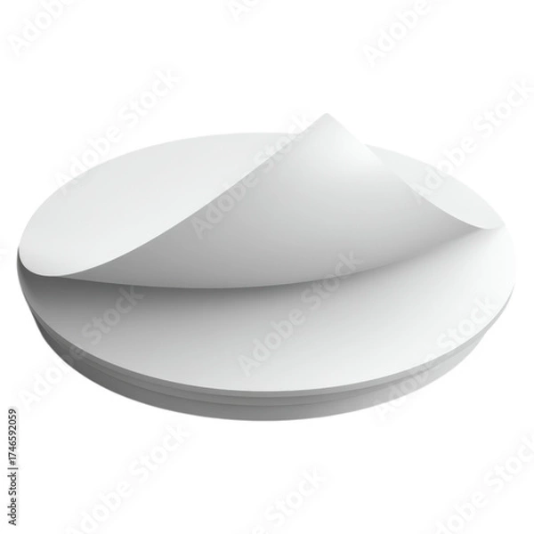 Obraz Minimalist White Plate with Elegant Curved Paper Design and Soft Shadows for Creative Use
