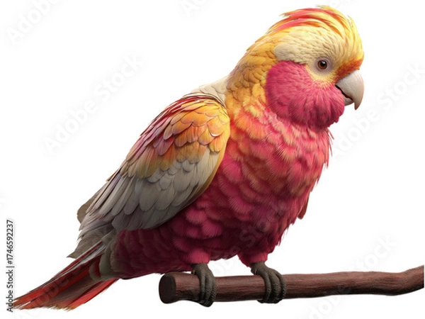 Obraz Beautiful Colorful Bird Perched on Branch with Vibrant Feathers and Expressions of Nature