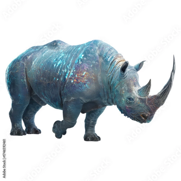 Obraz Colorful Inspired Rhinoceros Sculpture with Abstract Patterns and Textures