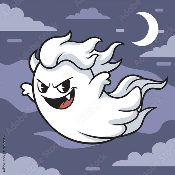 Fototapeta Midnight Ghost Cute Vector Illustration