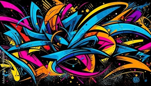 Obraz Colorful abstract graffiti art background with vibrant shapes and textures design