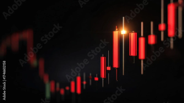 Fototapeta Stock candlestick chart floating cleanly