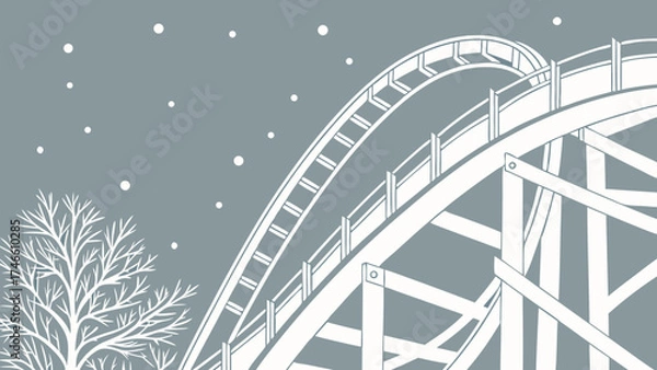 Obraz Roller Coaster in Winter Illustration.