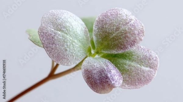 Obraz Close-up of frosty green and purple leaves with delicate texture