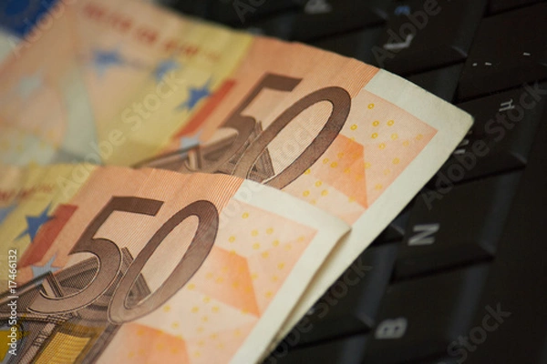 Obraz Euro note on laptop