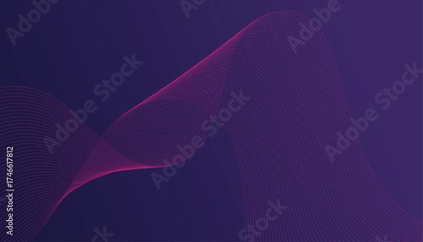 Fototapeta Abstract Digital Flow A Deep Violet and Magenta Wavy Line Pattern Representing Data, Sound, or Energy in Motion