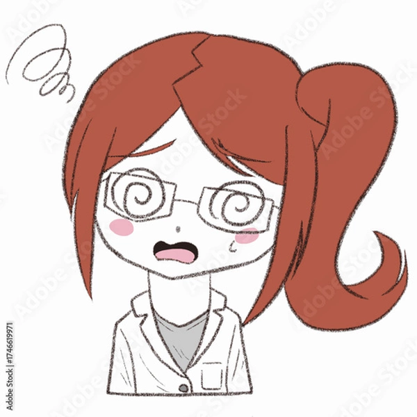 Obraz 白衣を着た女の子が目を回している