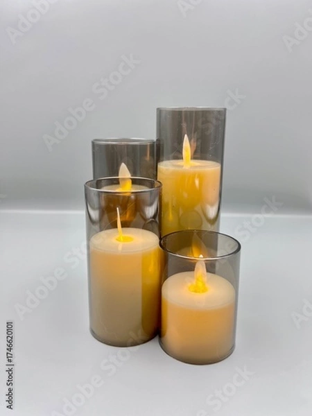Obraz Electronic candles on a light background, Christmas decoration