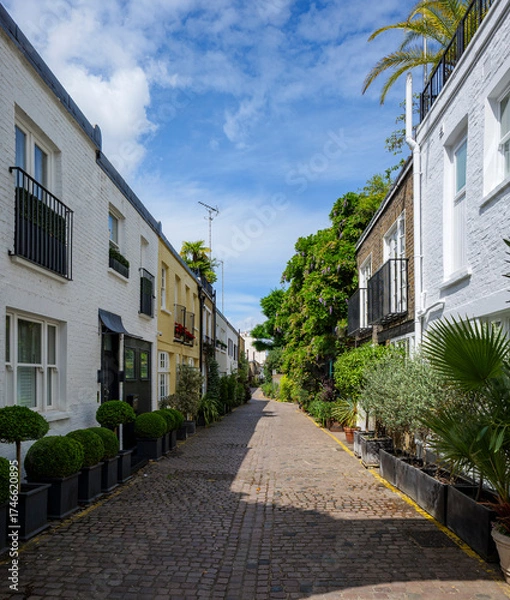 Fototapeta London - 06 25 2022: View of Kynance Mews