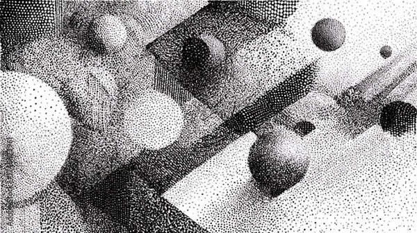 Obraz Intricate stippling technique revealing geometric patterns and spherical forms