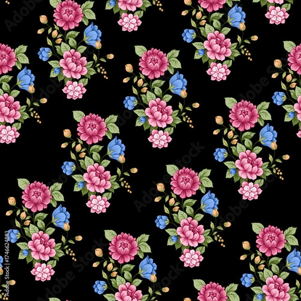 Obraz seamless pattern with flowers handraw elegant