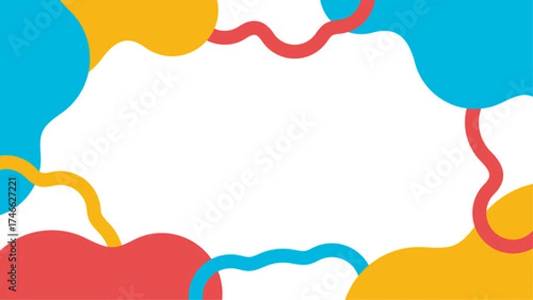 Obraz ポップな配色の流体シェイプが並んだフレーム背景素材