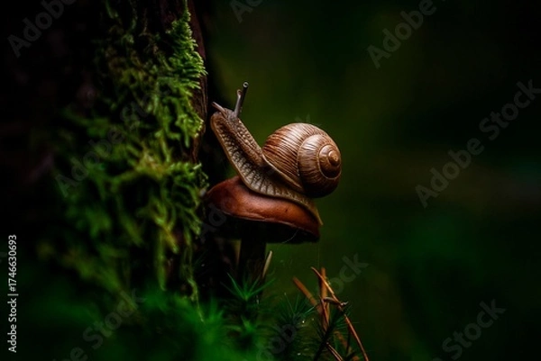 Obraz snail on a leaf